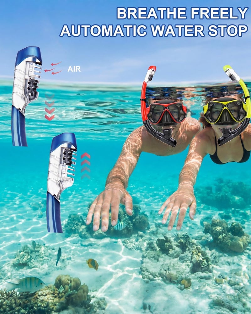 DIPUKI Snorkeling Gear for Adults, Dry-Top Snorkel Mask Set, Anti-Fog Scuba Diving Snorkle mask Set Adult, Panoramic Wide View Dive mask, Adjustable Swimming Diving Snorkeling Packages - Image 5